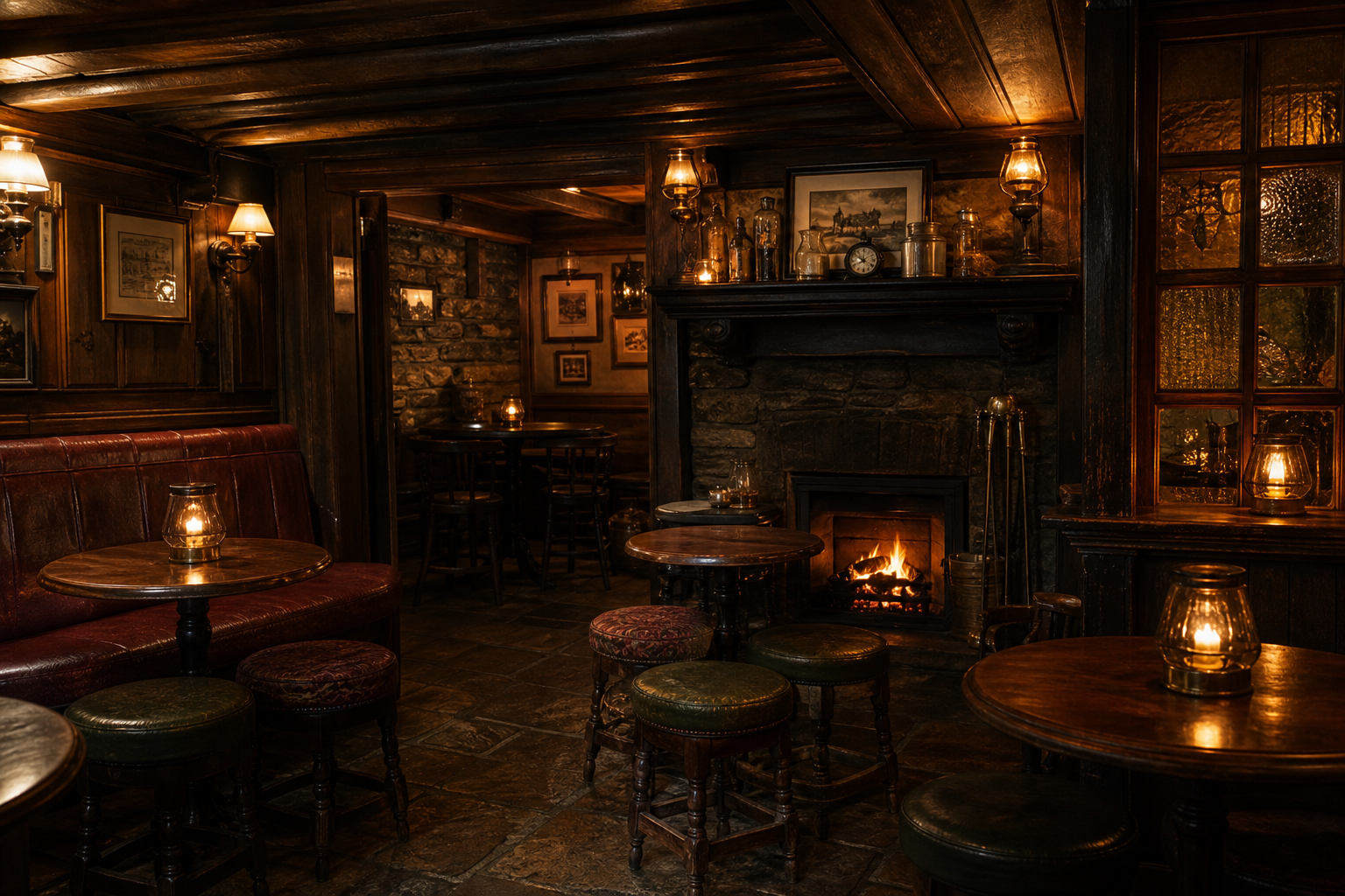Warm traditional Irish pub snug interior